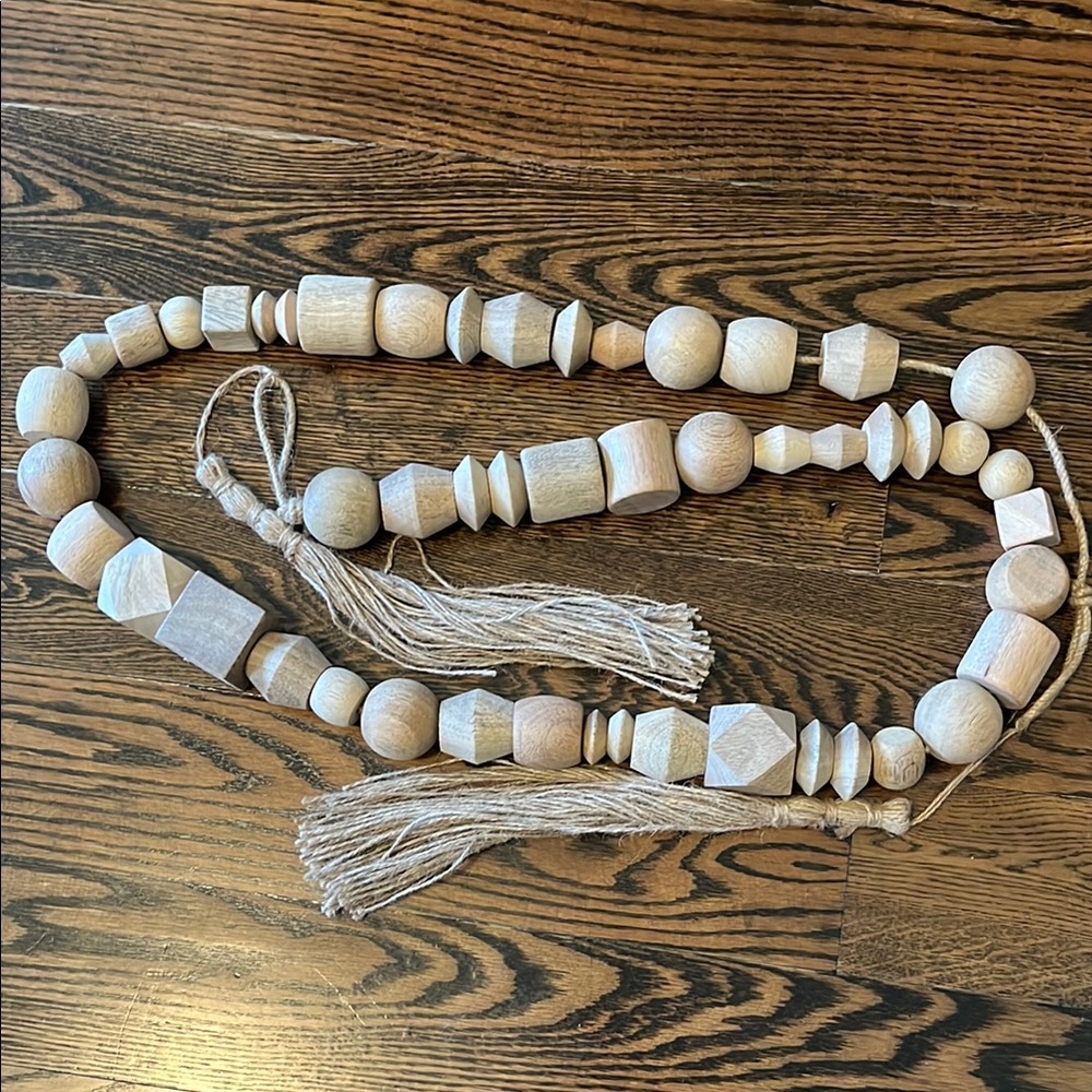 Wooden Bead Garland with Tassels